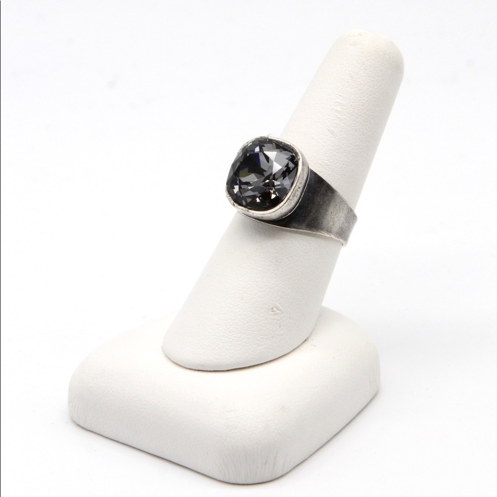 Silver Black Gray Adjustable Statement Ring - image 2